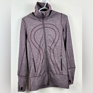 Lululemon Stride Jacket II Black Cherry Heather Size 6 Full Zip Thumbholes